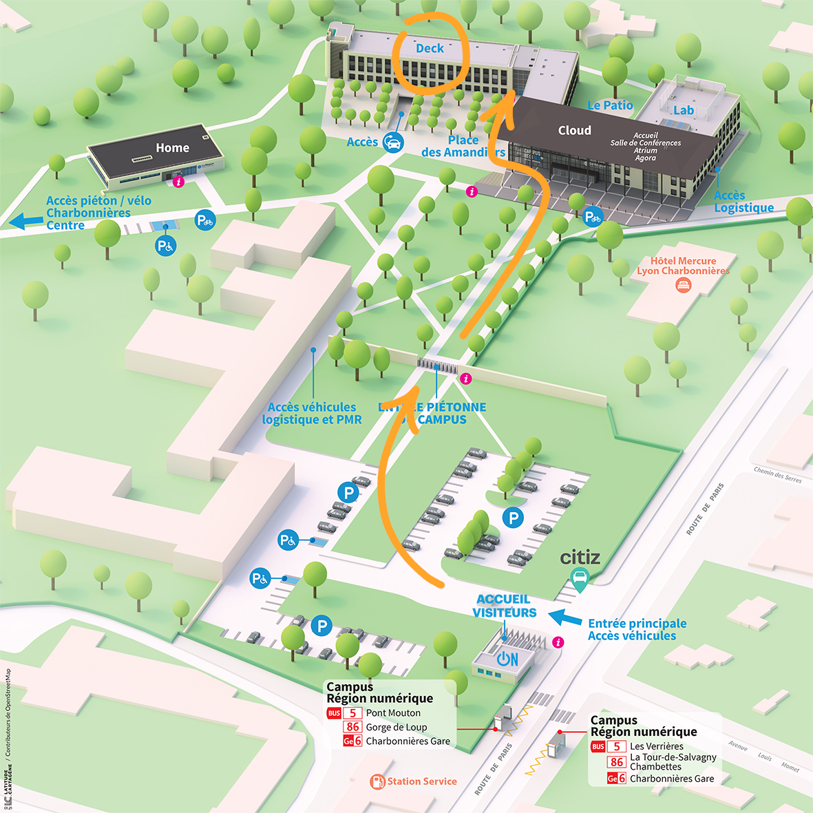 Annonated map of Campus numérique